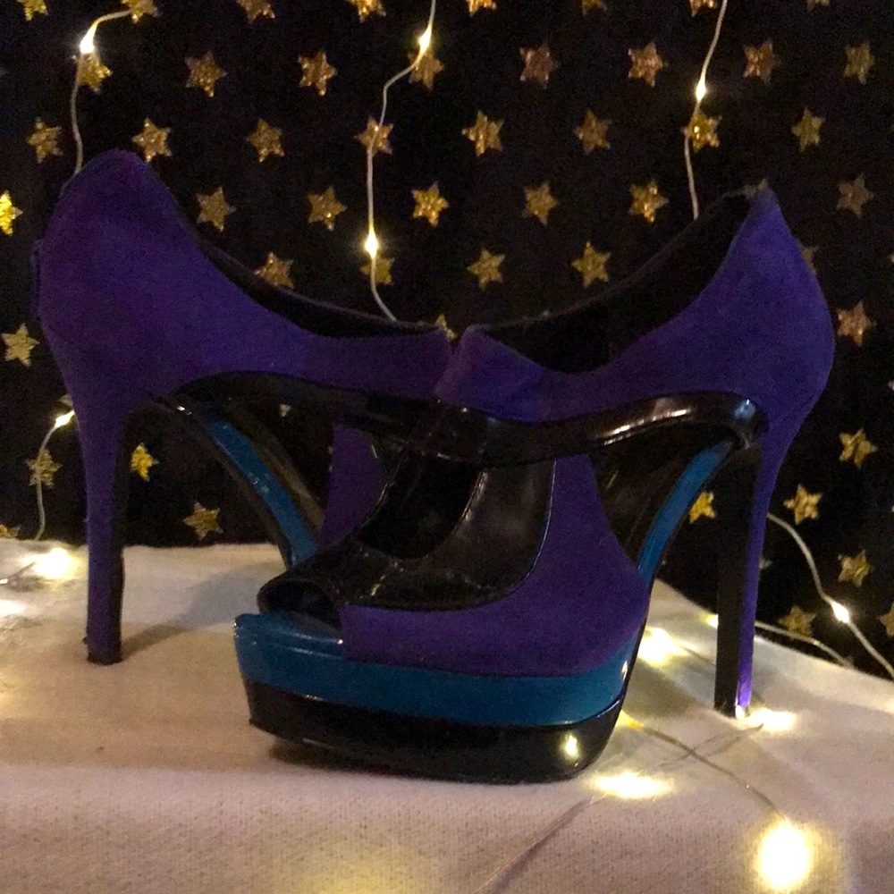 Purple and blue Jessica Simpson heels
